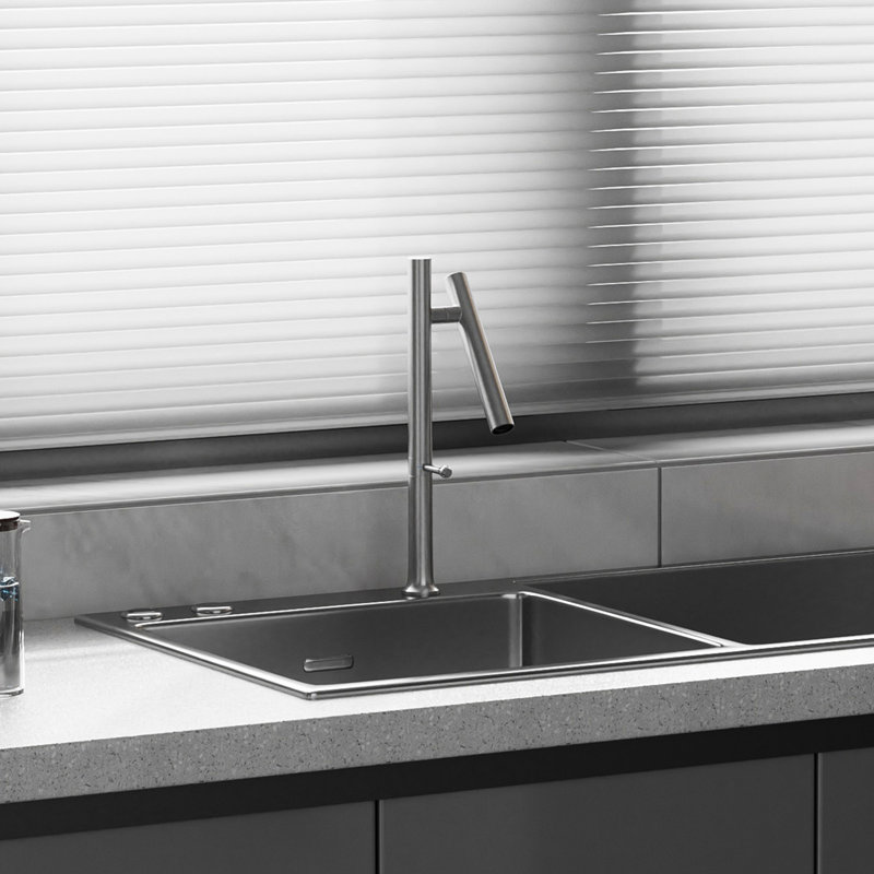 Robinet de lavabo vasque à une poignée avec ensemble de drain de couleur, Argent argent