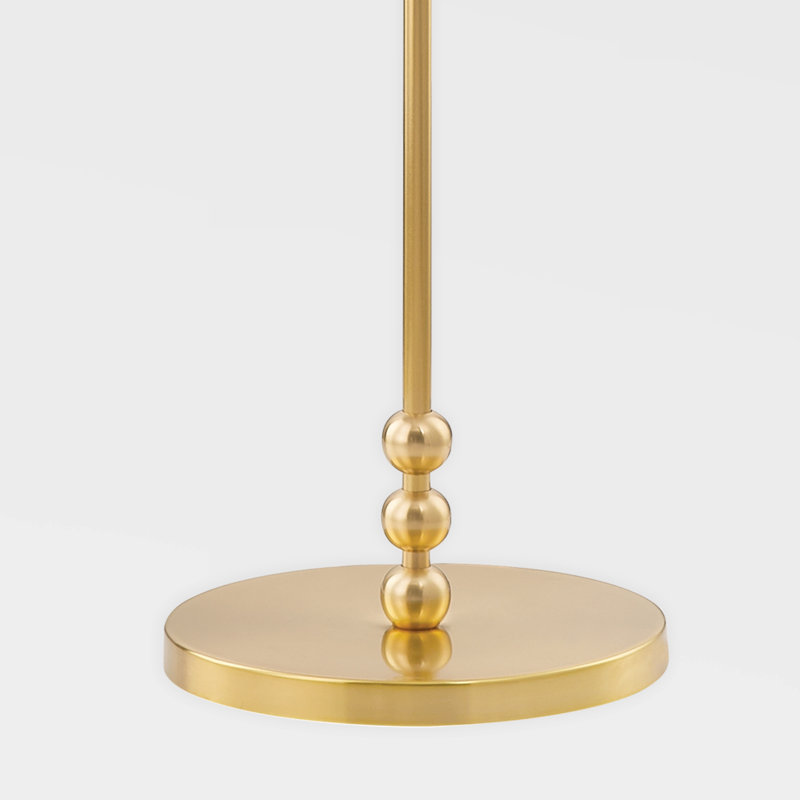 Talise Aged Brass Arc Floor Lamp with White Linen Shade
