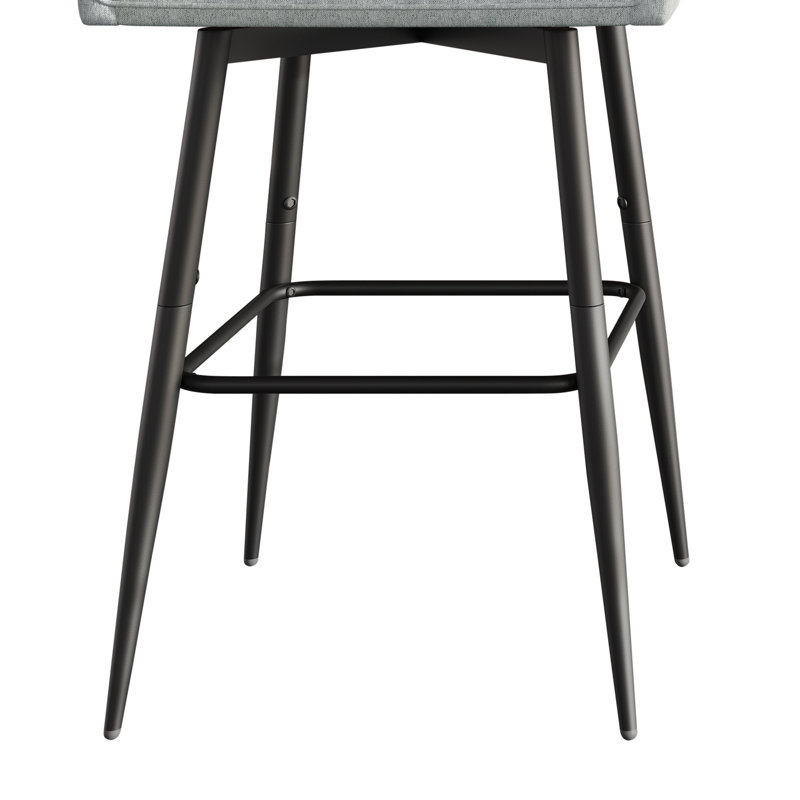Chaise de bureau pivotante en métal noir en gris clair Chenille, Light Grey