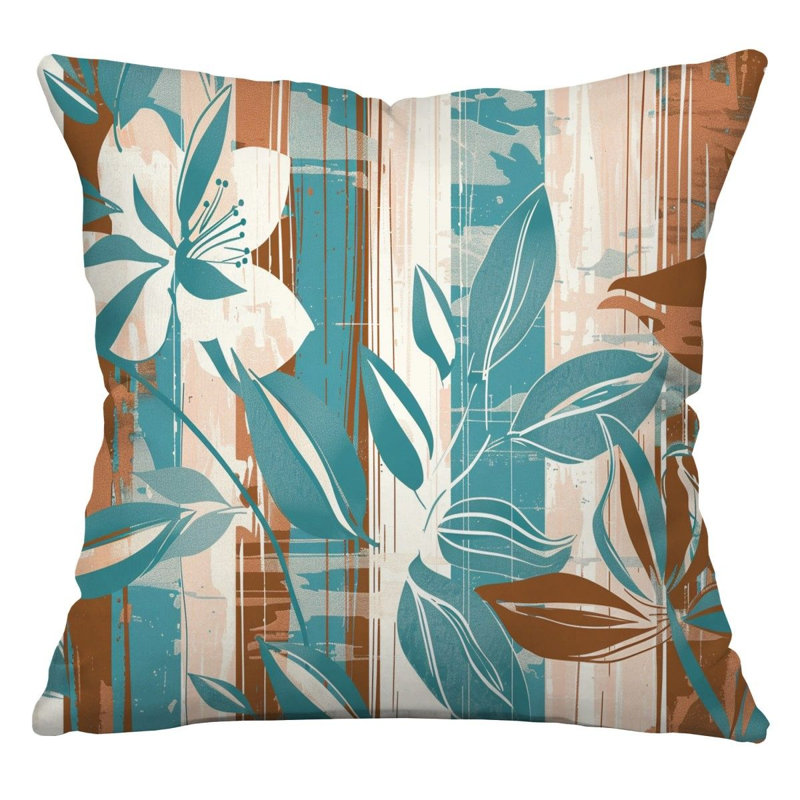 Foliage Shapes Cool   Reversible Throw Pillow, 16"H x 16"W