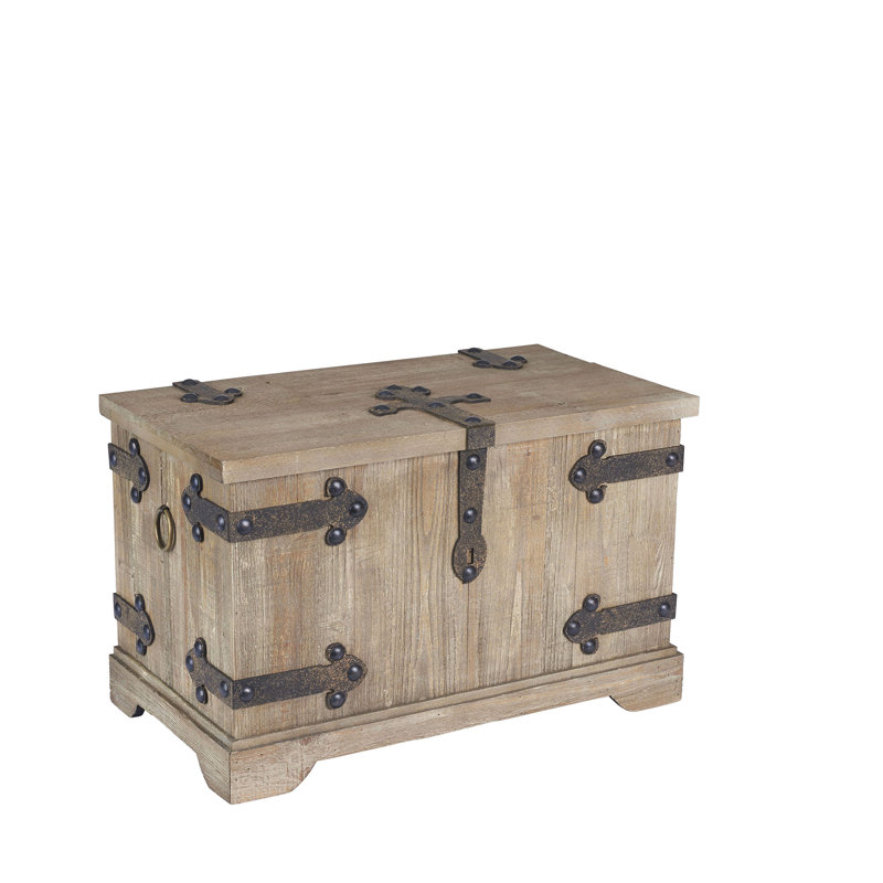 Victorian Style Brown Fir Wood Storage Trunk Set
