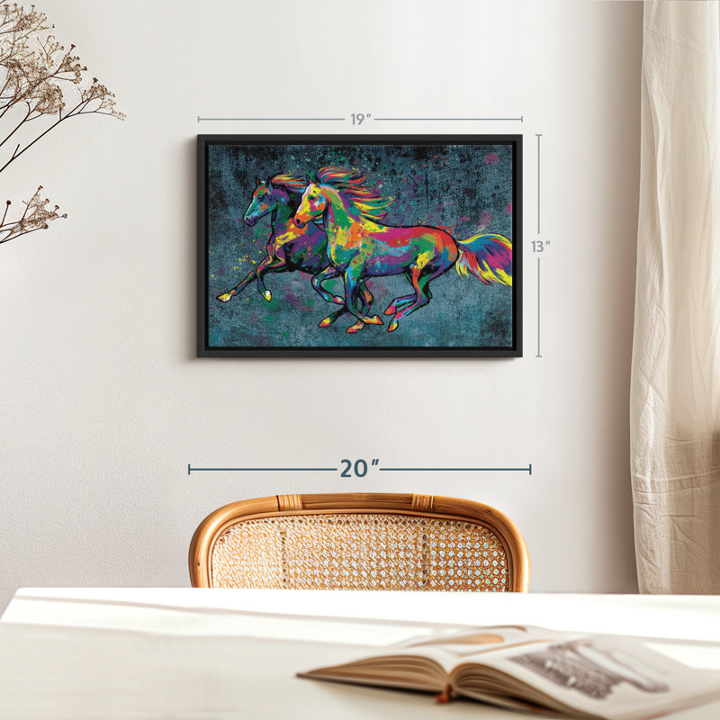 «Duo Horse Color Splash», reproduction d'art sur toile, H 19 po x l 13 po