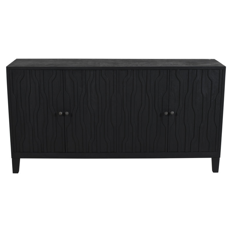Grandos 4-door Sideboard In Transitional  Graphite Black On Reclaimed Solid Wood