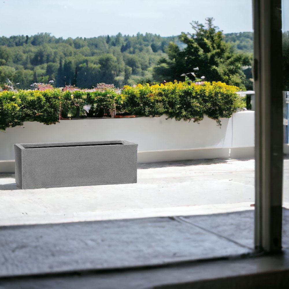 Connoisseur Handmade Planter Box, Gray, 8" H x 20" W x 8" D