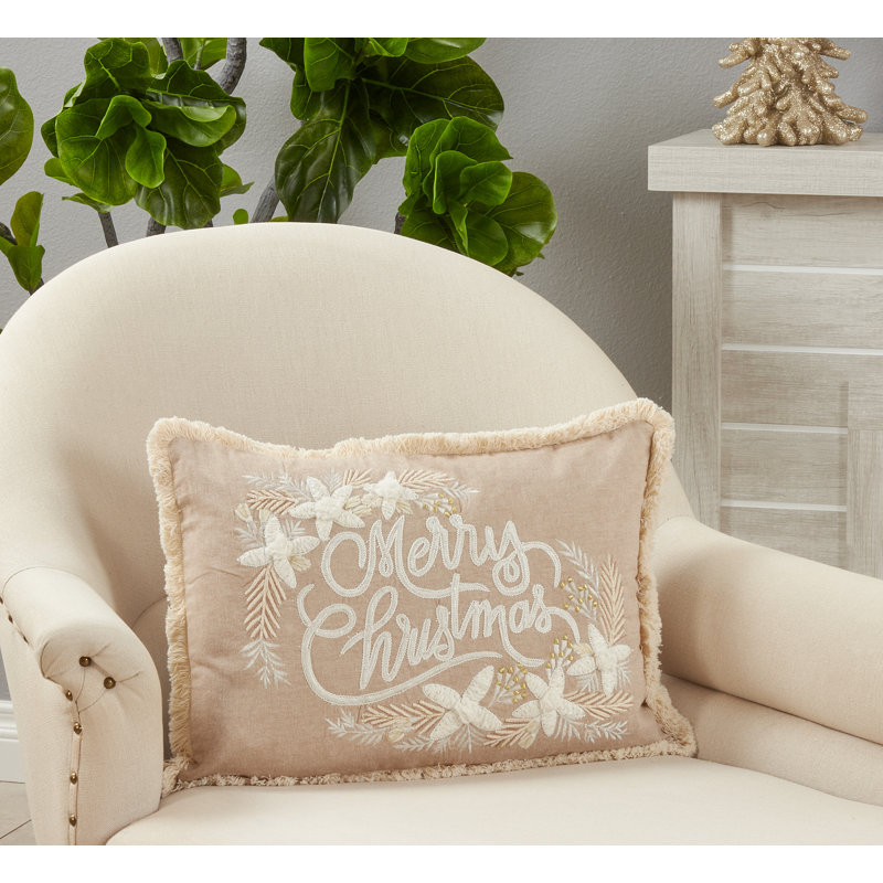 Evangelina Collection Embroidered Cotton Throw Pillow, Down Blend