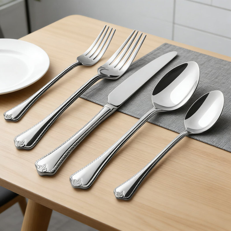 Ensemble de couverts 60 pièces en acier inoxydable 60 pièces pour 12 couverts 18/10 de qualité alimentaire avec poli miroir, couverts allant au lave-vaisselle pour la maison, le mariage et la gastronomie
