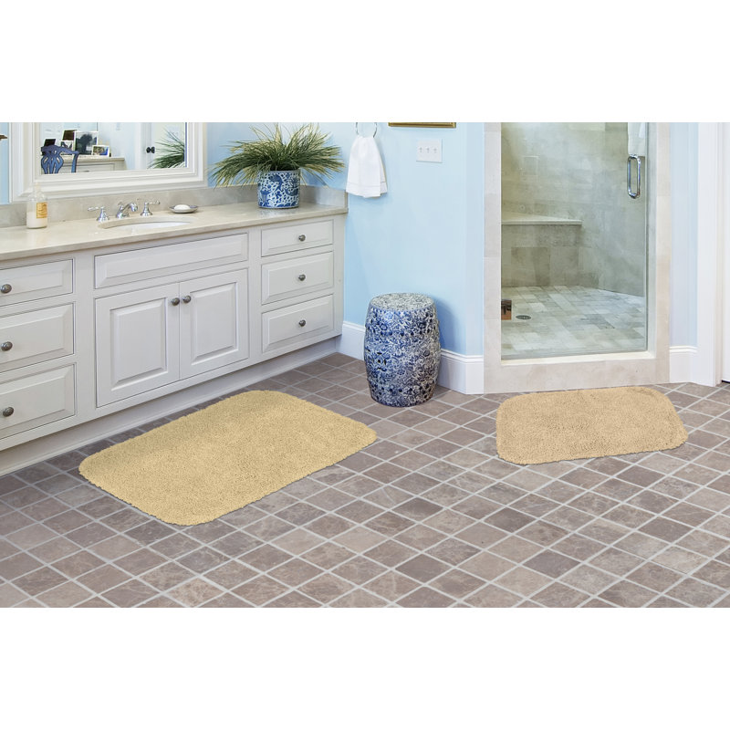 Treye Billie-Mae Nylon 2 Piece Bath Rug Set with Non-Slip Backing, Linen