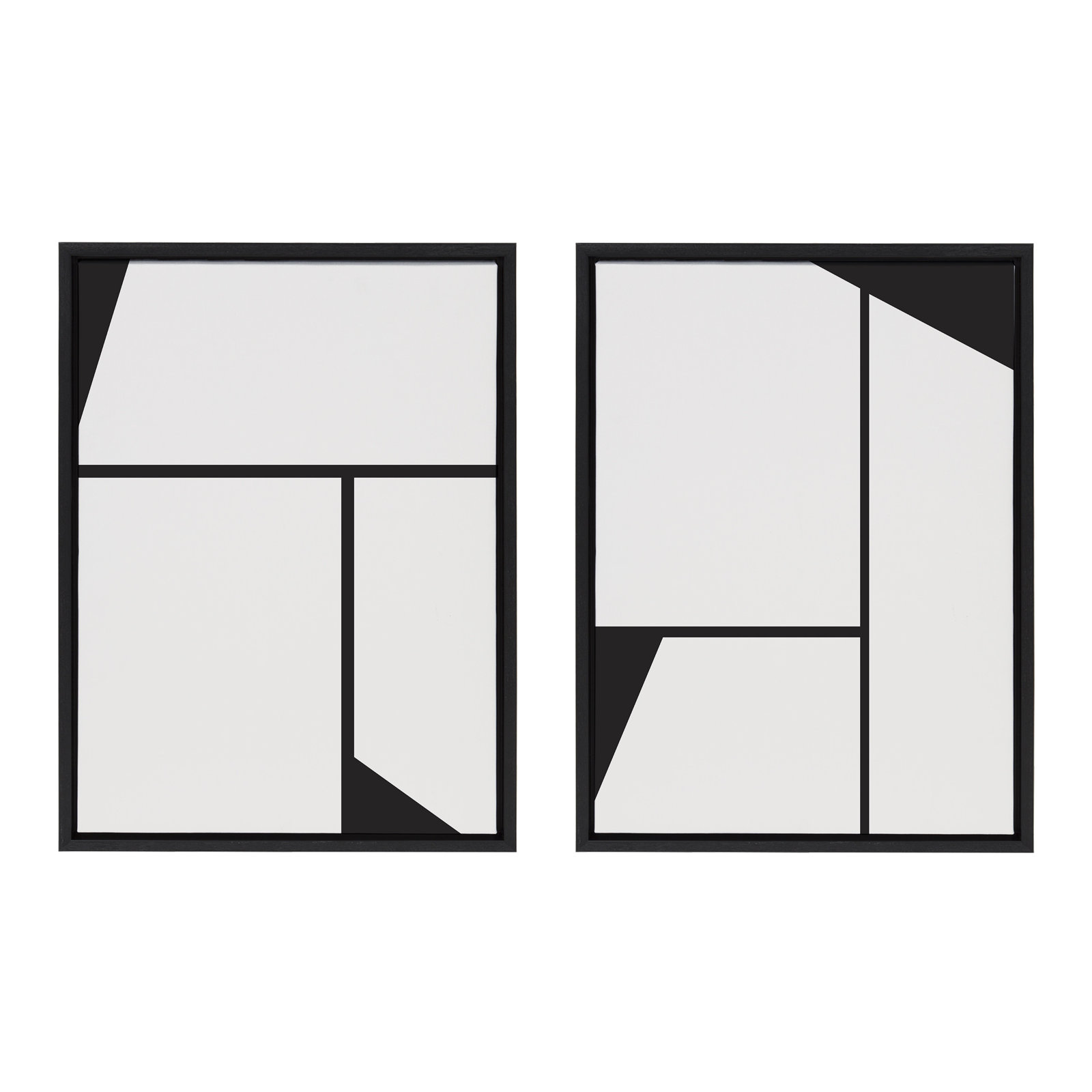 Bauhaus Sleek Abstract Art, Black Frame, 24" W x 18" H