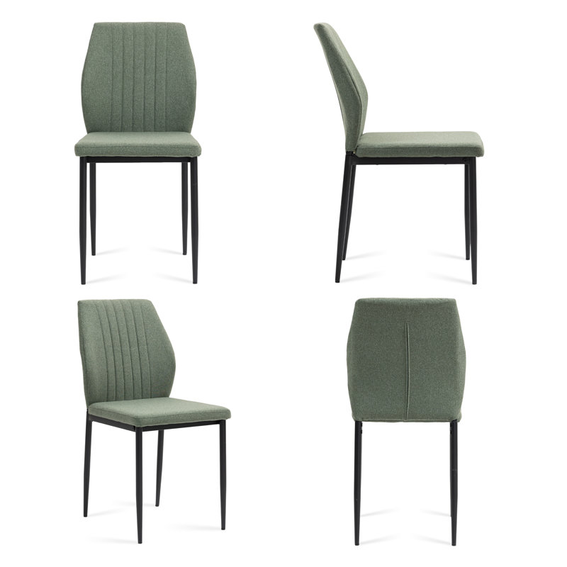 Modern Metal Frame Side Chair Upholstered Dining Chairs, Green