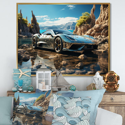 «Glass Car By The Beach I», reproduction sur toile