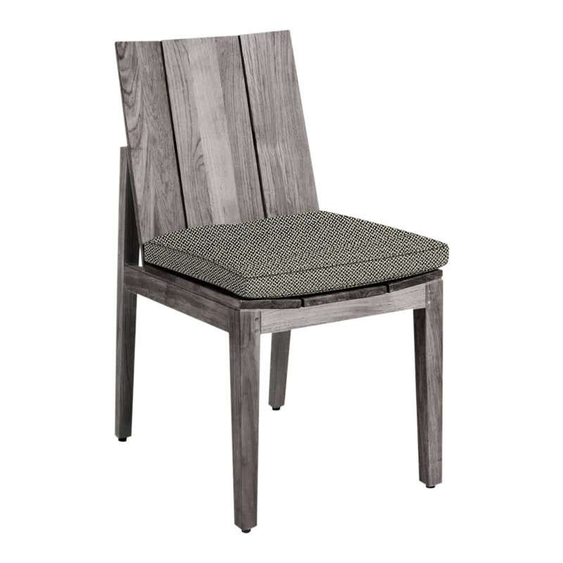 Chaise d'appoint en teck Ashland - Huître, Teck huître, Trépointe, InsideOut® Rollo ‑ lin Chambray