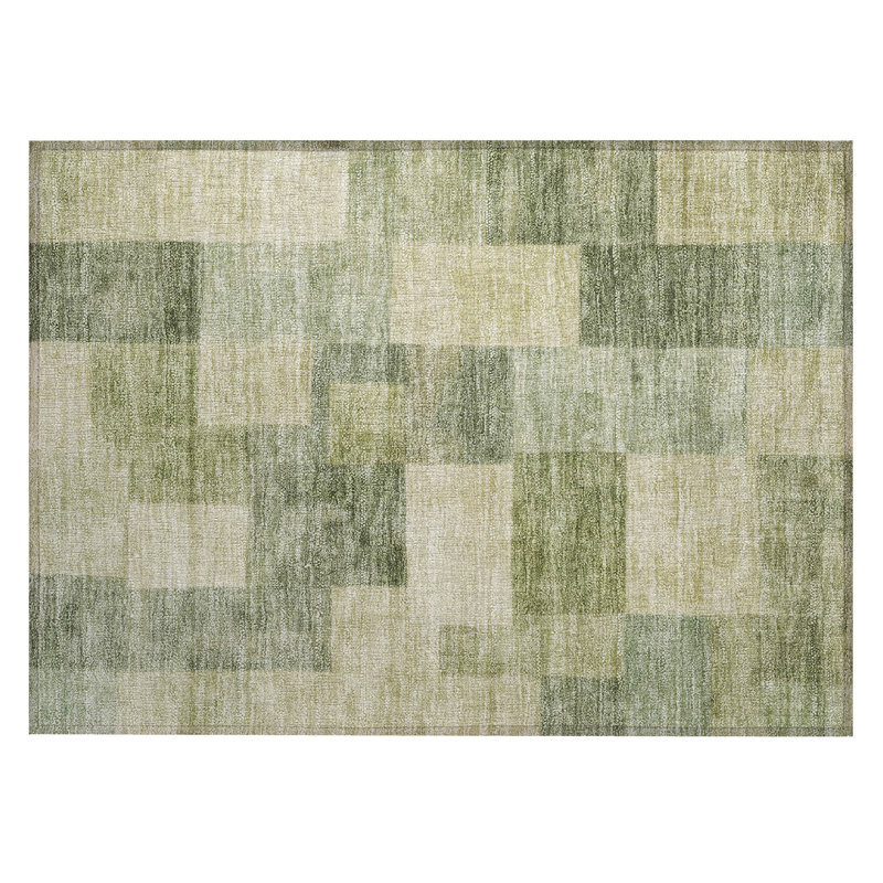 Addison Aloe Geometric Washable Synthetic Rug 1'8" x 2'6"