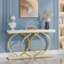 Console moderne 55,11 po en simili marbre blanc et doré pour canapé d'entrée, salon et salon