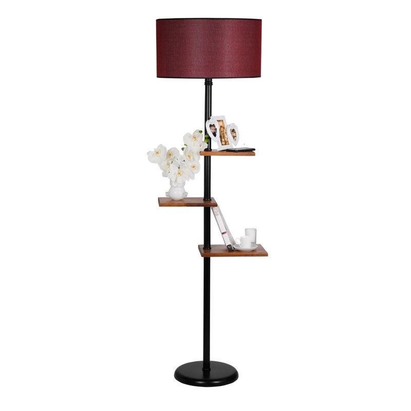 Lampe de table sur pied 64 po Rupani, Rouge bordeaux, Noir