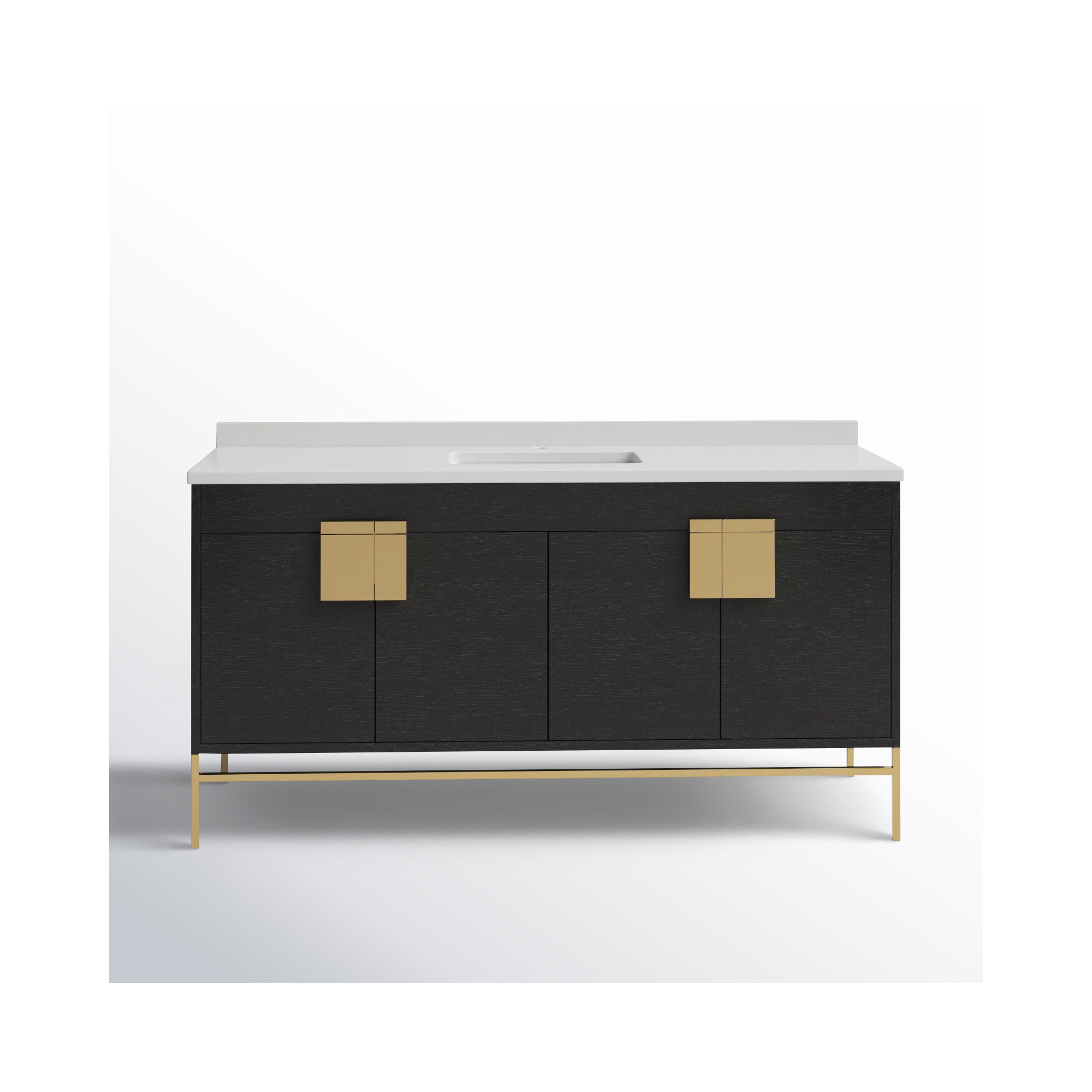 Maisie 60'' Single Bathroom Vanity, Black, Satin Brass