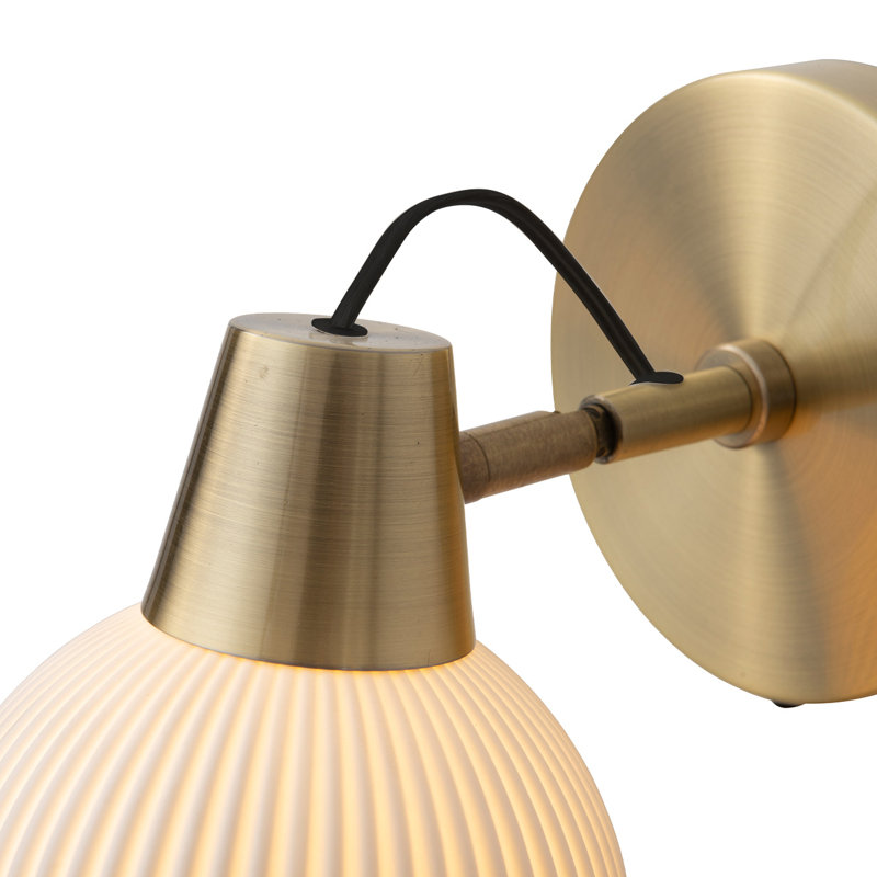 Petaluma Bone Porcelain Plug-In Wall Sconce with Dimmer – Handcrafted Translucent Porcelain Shade, Warm Ambient Glow, Easy Installation, LED Compatible, Smart-Switch Ready Mid-Century Modern Wall Lighting