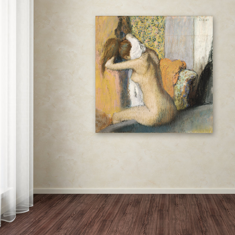 Reproduction d’art sur toile, "après le bain, femme et séchage" par edgar degas, H 35 po x l 35 po x P 2 po