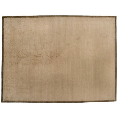 Joponise Bowl One-of-a-Kind Rectangle 9' X 12' New Age Wool Area Rug in Beige/Brown