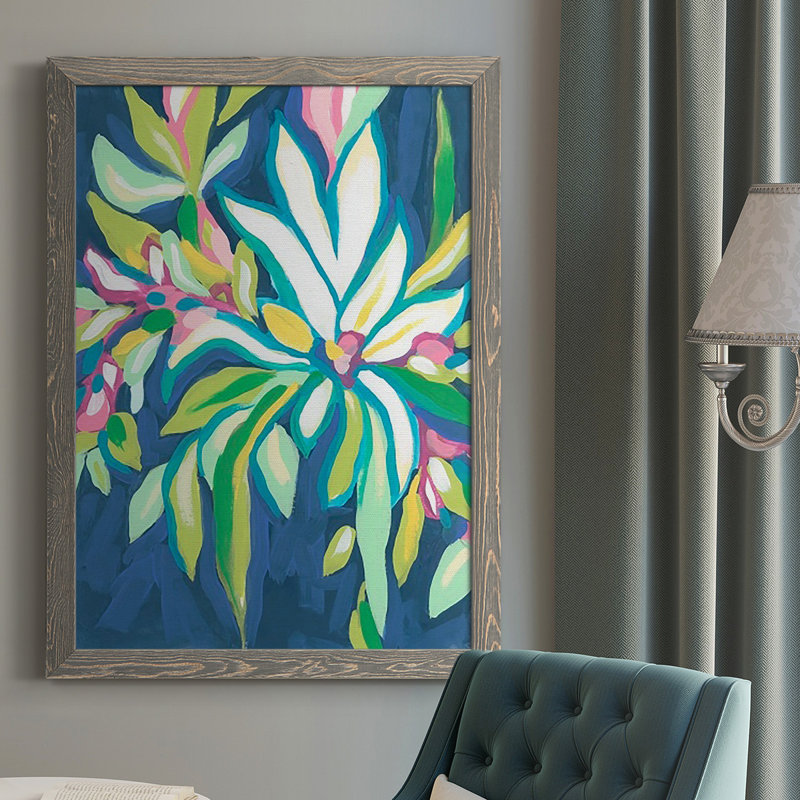 Blue Tropics IV, reproduction d'art sur toile, H 37,5 po x l 27,5 po x P 1 po, gris