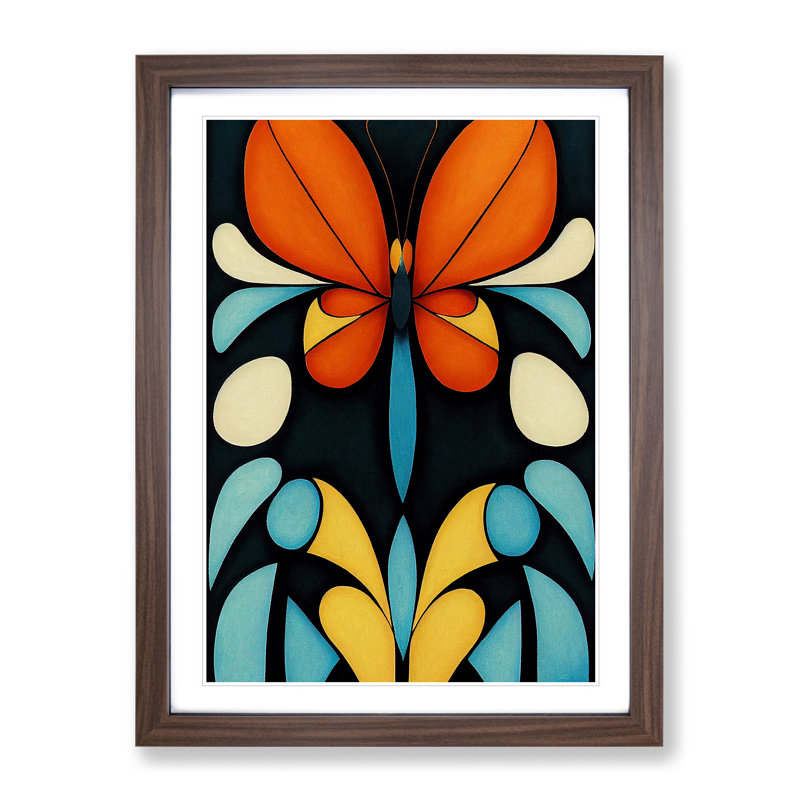 Butterflies in Abstract No.4 1 Piece Single Picture Frame Wall Art, 64cm H x 46cm W x 2cm D, Walnut