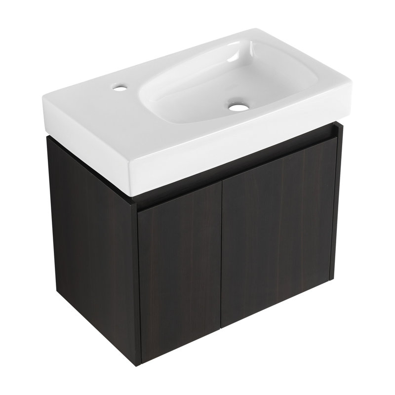 Meuble-lavabo sophistiqué avec lavabo élégant et grand espace de rangement, Noir, noir, noir, noir