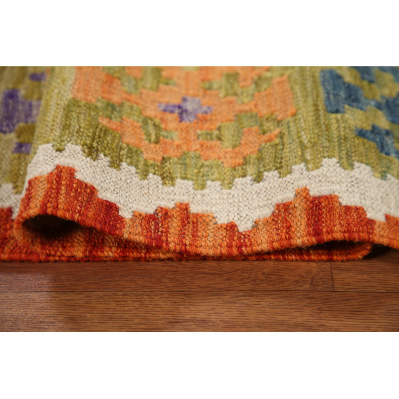 Tapis oriental réversible en laine Kilim 7 x 10