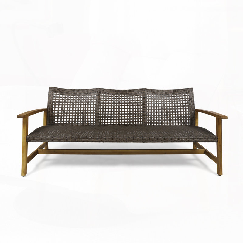 75.25"L Patio Rattan Sofa, Natural