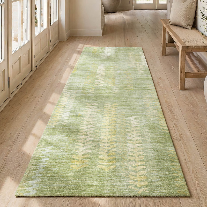 Machine Washable Indoor/Outdoor Chantille ACN2892 Striped Rug, 2'3" x 7'6" Runner, Sage