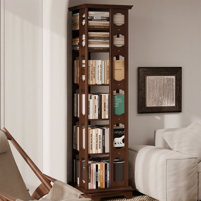 Nut-Brown Modern Solid wood rotating bookshelf