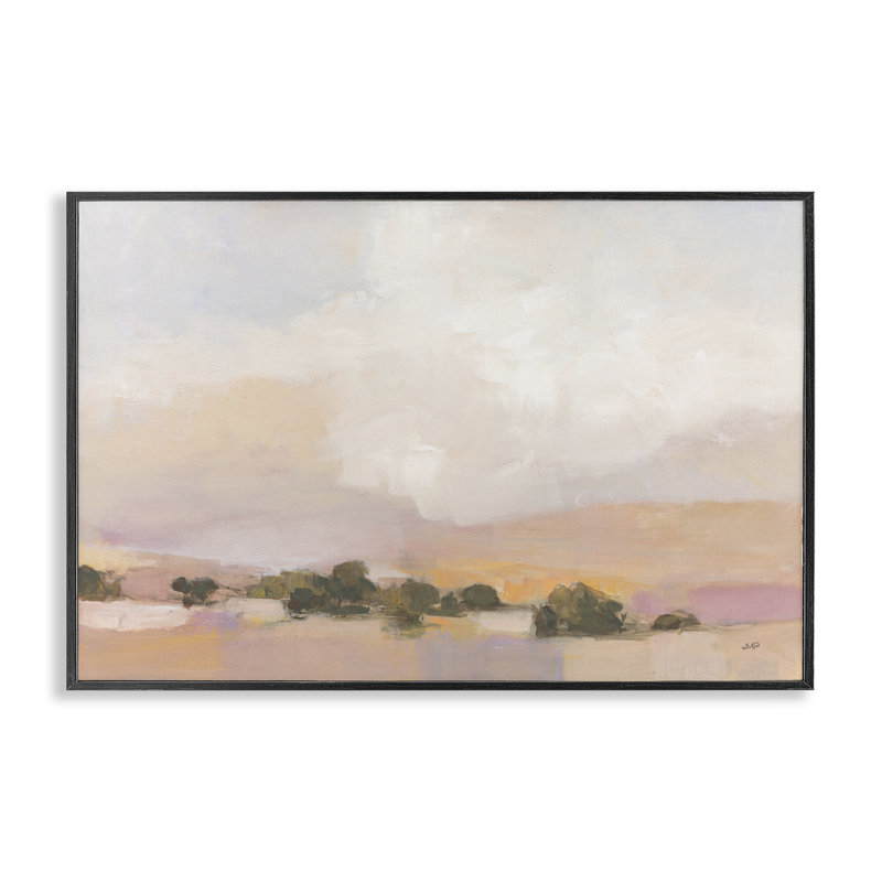 «Desert Landscape», estampe numérique abstraite par Julia Purinton, Giclée encadrée noir minuit, H 20 po x l 30 po