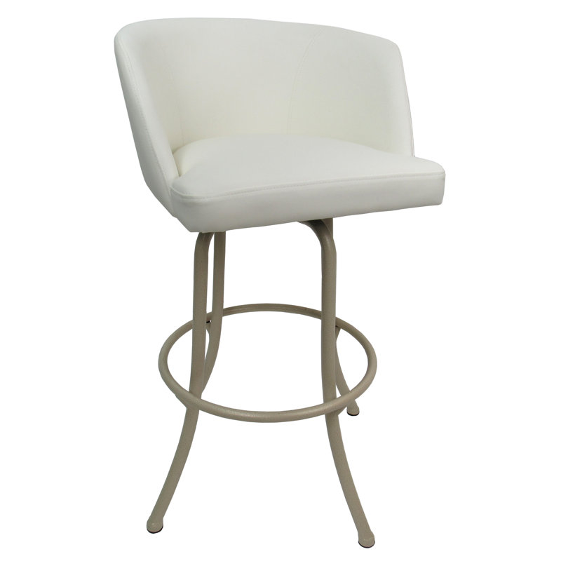 Deagan 26" Swivel Counter Metal Bar Stool, Bar Stool (30" Seat Height), Snow White