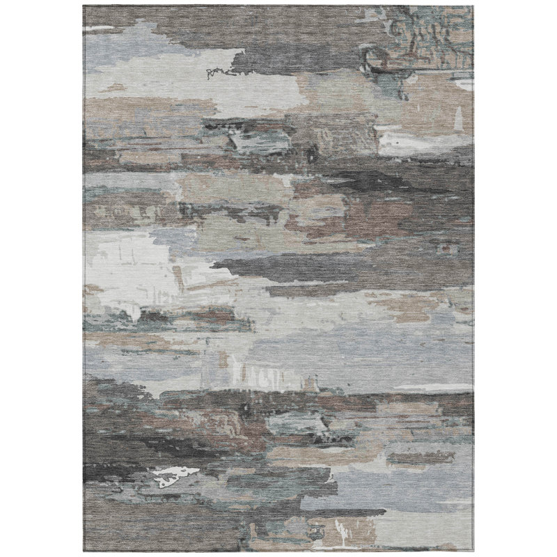 Machine Washable Indoor/Outdoor Gursevak ACN2249 Abstract Rug, Rectangle 10' x 14'