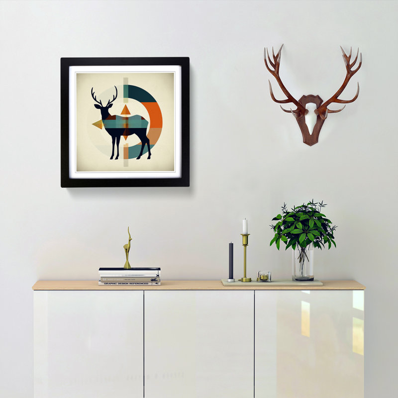 Deer Bauhaus - Framed Print, Black