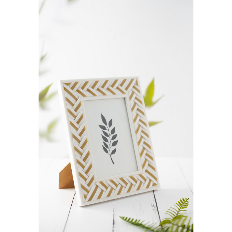 Cadre photo blanc en résine croisée, L 5 po x H 7 po