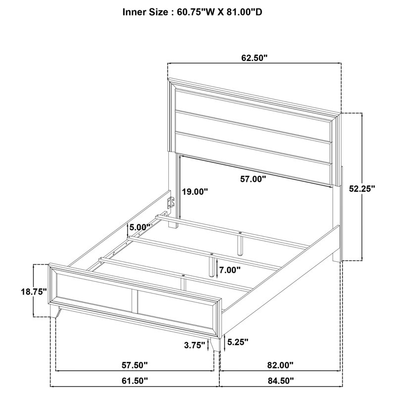 Anza Walnut Upholstered Queen Bed