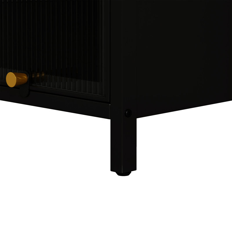 Armoire moderne en verre à quatre niveaux avec rangement à cinq niveaux, Noir