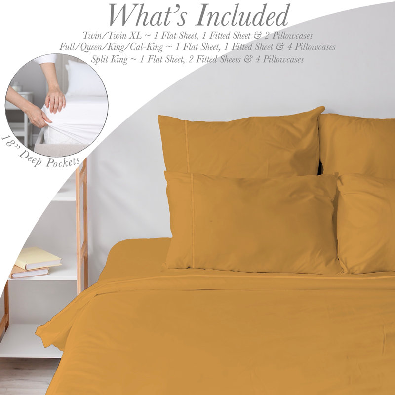 6 Piece Ultra Soft Double Brushed Microfiber Sheet Set, Cooling Sheets with Extra Deep Pockets - Machine Washable