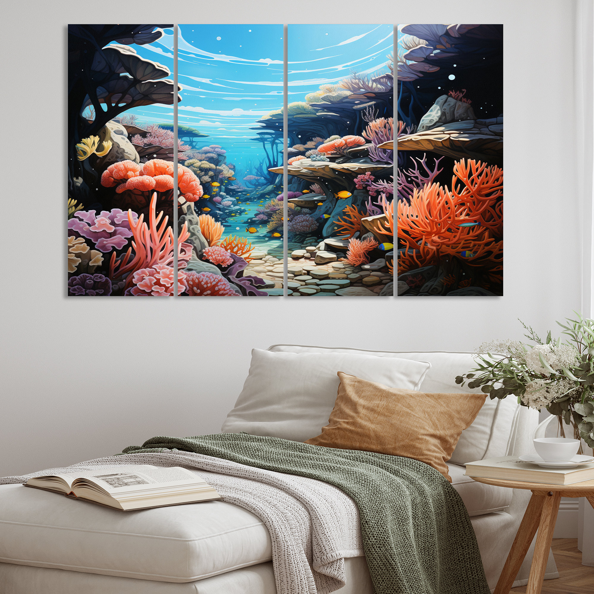 Design Art Underwater Coral Reef Depths III Coral Metal Wall Art Set Wayfair
