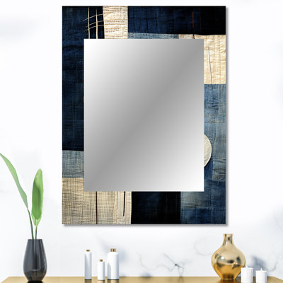 Bleu azur géométrique collages - miroir mural décoratif abstrait