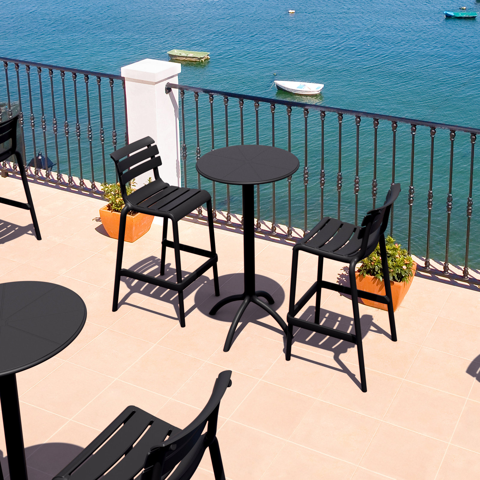 Ruta Patio Bar Stool, Black, 29.50"