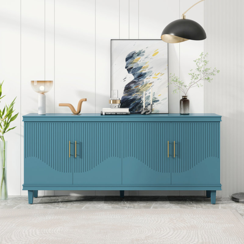 4-Door Cabinet, Same As Living Room, Kitchen, Bedroom, Hallway, Blue, 32.28" H x 59.84" W x 15.75" D