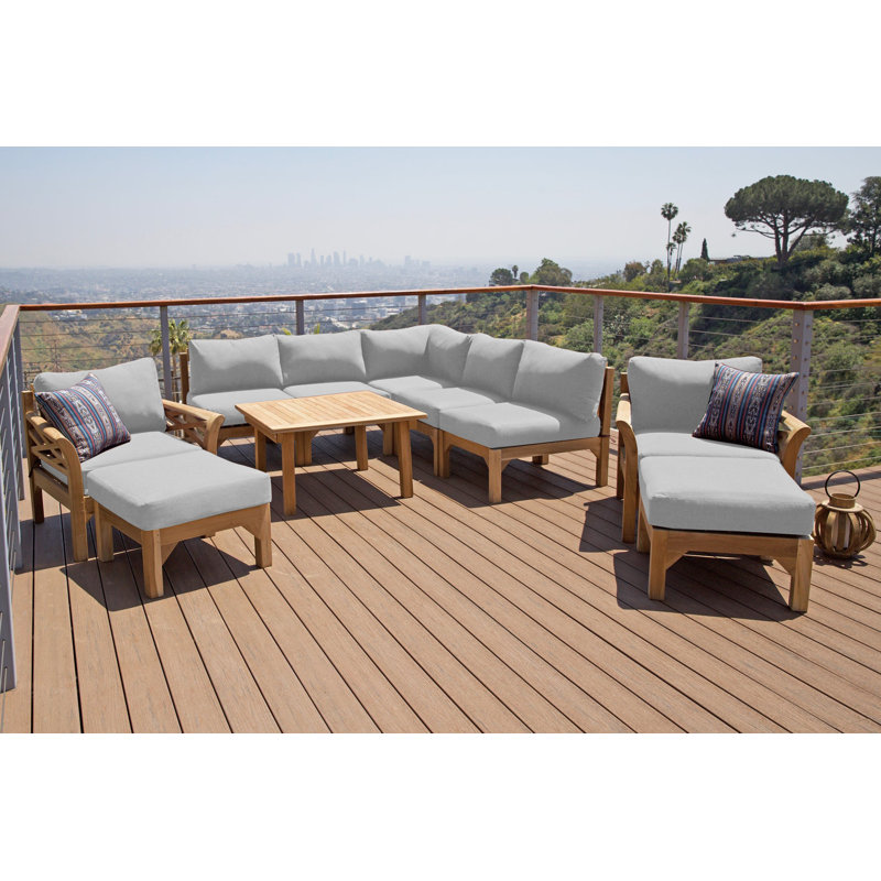 Ensemble de conversation modulaire en teck 10 pièces avec table de conversation de 36 po Monterey, Naturel