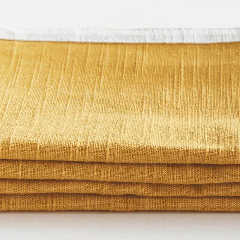 Nigel Saffron Dinner Napkins, Yellow/White