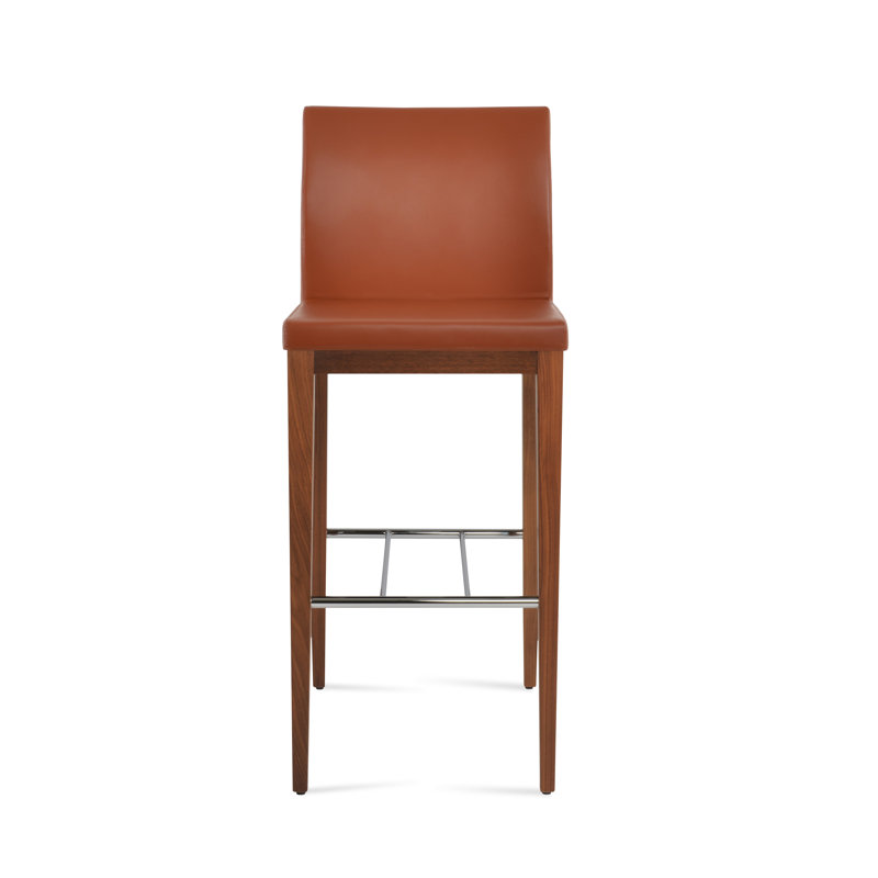 Tabouret de bar Aria, Noyer, Similicuir cannelle