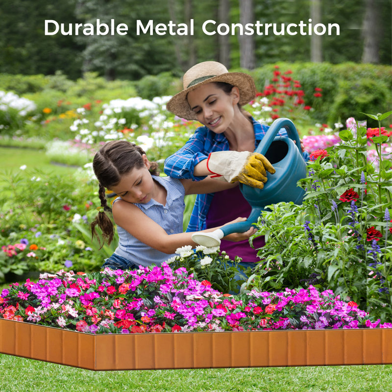 Corten Steel Landscape Edging - 6 Pack Pre-Rusted Heavy Duty Hammer-In Garden Border, No-Dig Design
