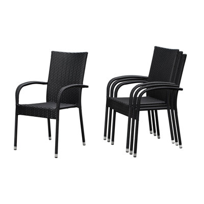 Morgan Wicker chairs ,Stacking, No Assembly ,Steel Powder Coated Frame - 4 piece