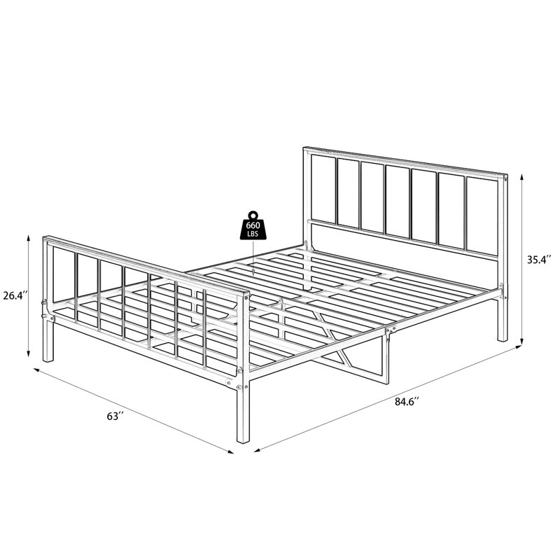 Structure de lit plateforme en métal avec tête de lit, grand, matériau solide, sans sommier, structure pour grand lit pour une nuit calme, structure, sommeil paisible