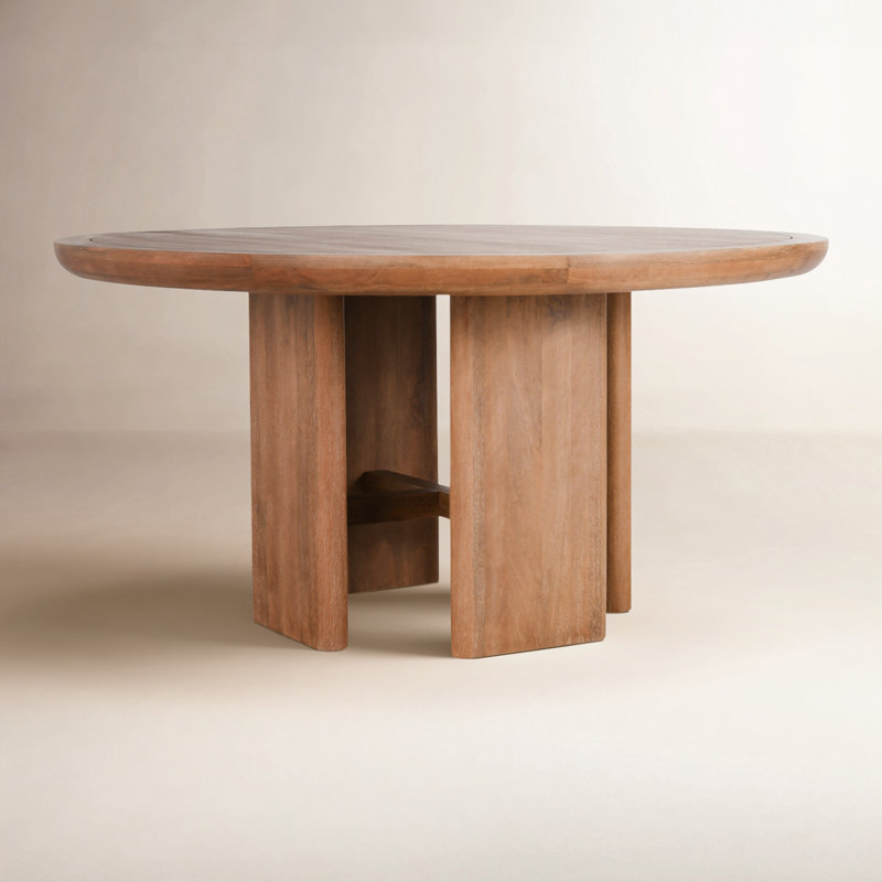 Selena Round Solid Wood Dining Table, Brown