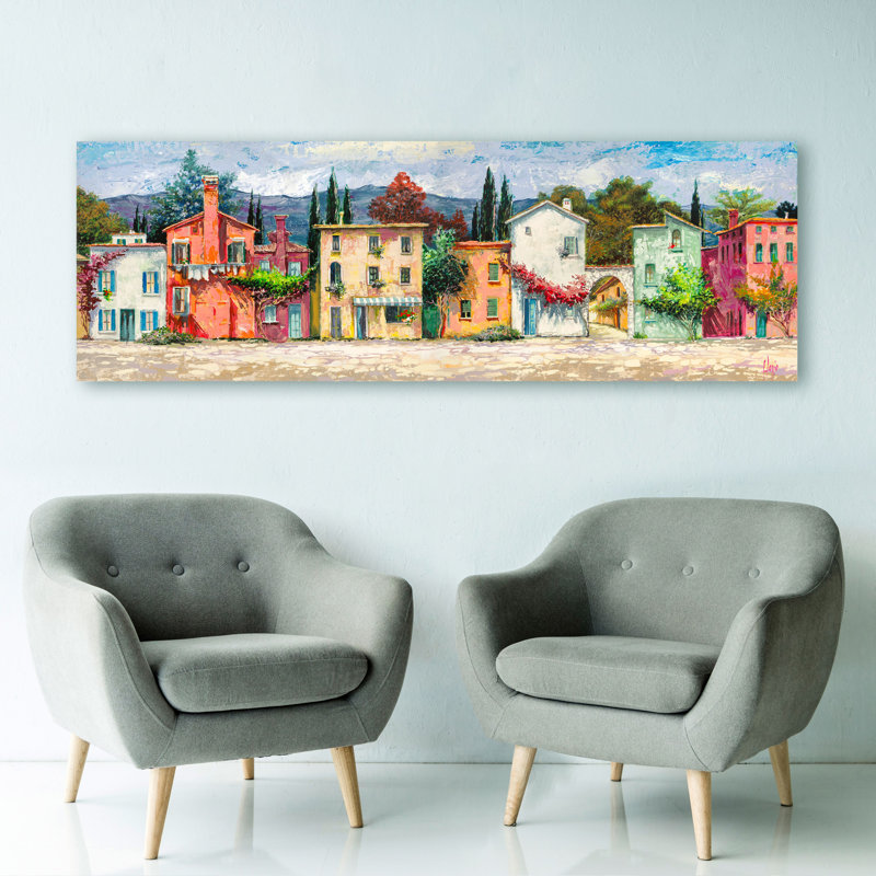 Italian Village - Wrapped Canvas Print, 35cm H x 100cm W x 4cm D