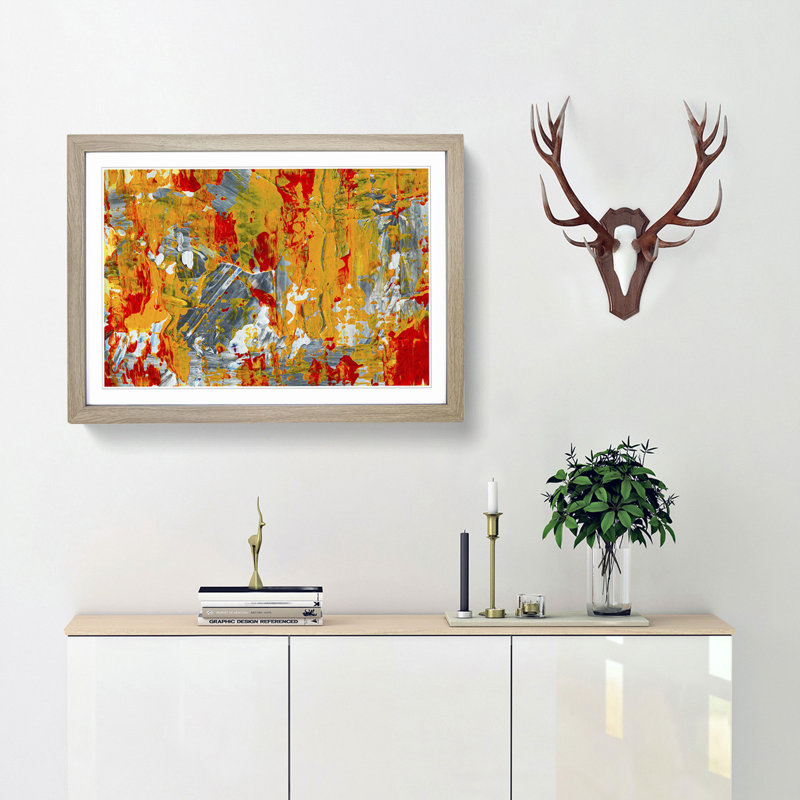 Abstract Art Painting Vol.217 by S.Johnson - Picture Frame Painting Print, 36cm H x 48cm W x 2cm D, Oak Framed